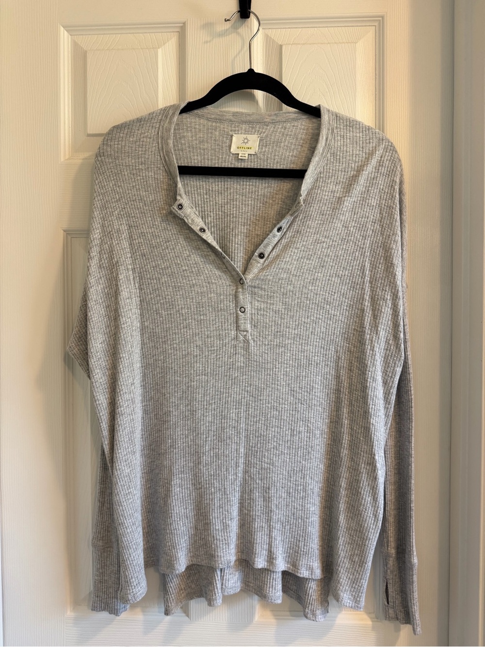 Offline by Aerie Grey Ribbed Henley